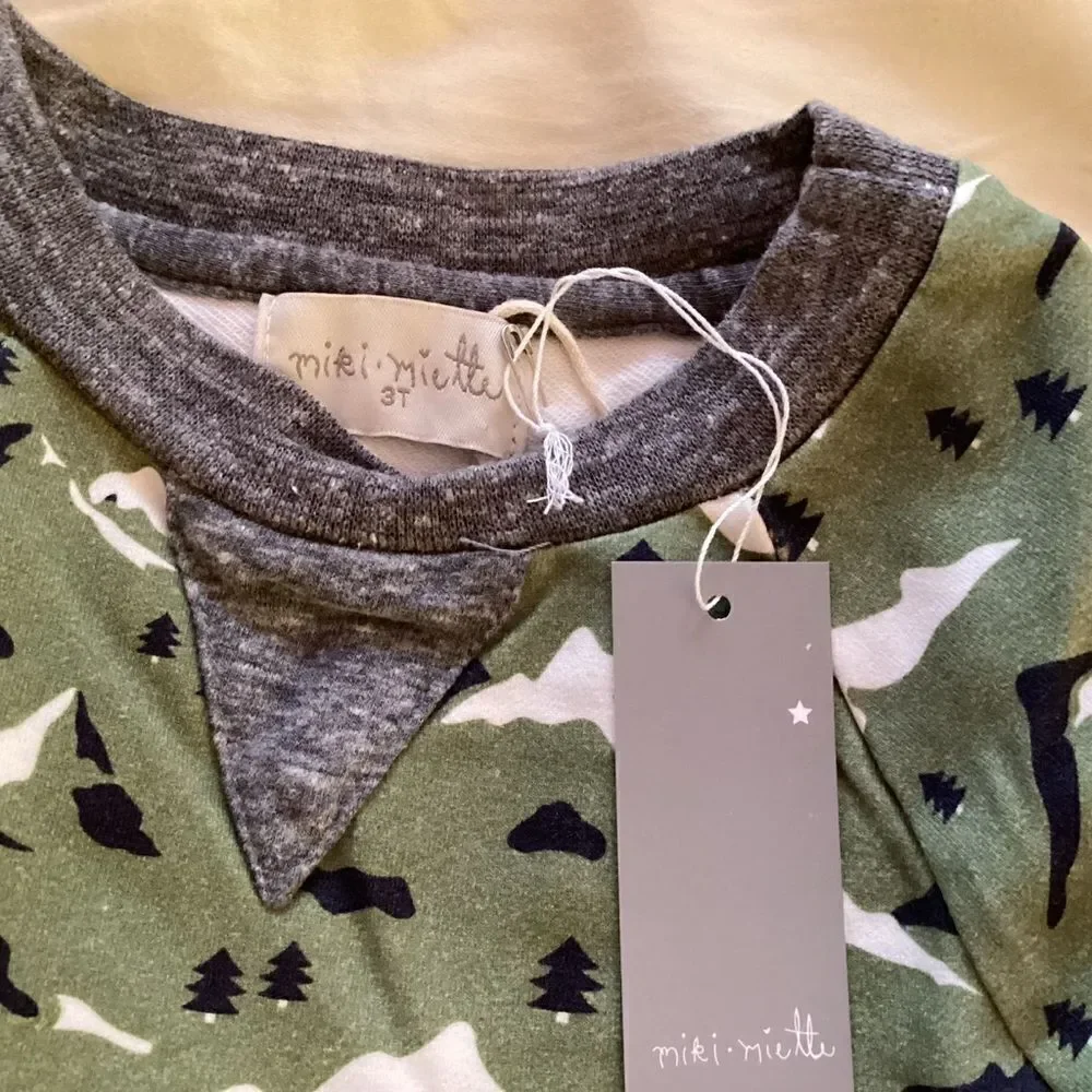 NWT. Miki Miette Brand Boys Long Sleeve Mountainside Print Shirts Sz 3T and 5